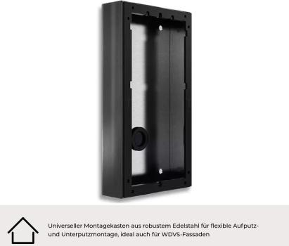 Metzler VDM10 2.0 Video Türsprechanlage Komplettset, mit HD-Kamera für 3 Familienhaus, mit austauschbarem Namensschild, LAN/POE, App, Anthrazit, V2A Edelstahl (VDM10-NEO-SET-POE-3T-AN)