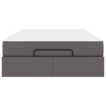 Bettgestell mit Matratze Grau 120 x 200 cm Kunstleder