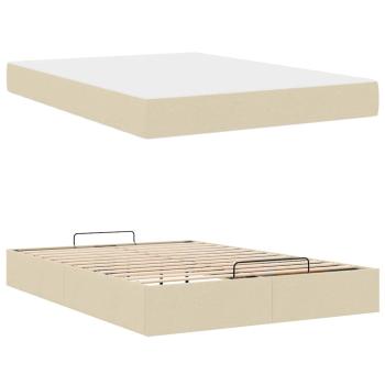 Bettgestell mit Speicher Creme 160 x 200 cm Stoff