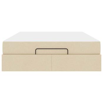 Bettgestell mit Speicher Creme 160 x 200 cm Stoff