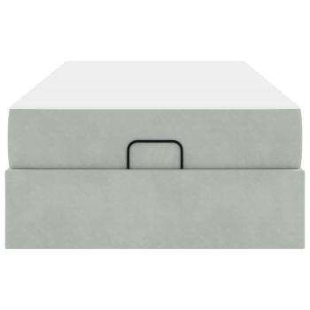 Bettgestell mit Matratze mit Speicher Hellgrau 90 x 190 cm Samt