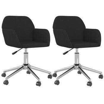 Esszimmerstühle 2 Stk. Drehbar Schwarz Stoff