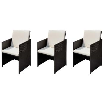 ARDEBO.de - Gartenstühle 3 pcs Braun 56 x 52 x 87 cm Poly Rattan