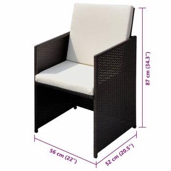 Gartenstühle 3 pcs Braun 56 x 52 x 87 cm Poly Rattan