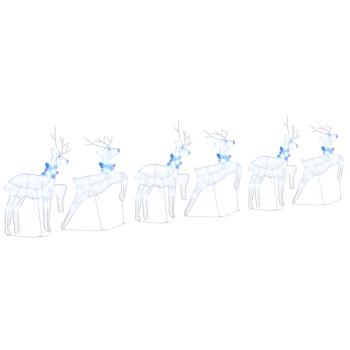 LED Rentiere 6 Stk. Weiß 45 x 19 x 65 cm Stoff LEDs