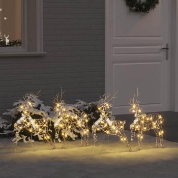 ARDEBO.de - LED Rentiere mit 80 LEDs 4 pcs Gold 64 x 42 x 15 cm PET