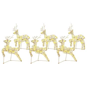 ARDEBO.de - LED Rentiere mit 180 LEDs 6 pcs Gold 64 x 42 x 15 cm PET