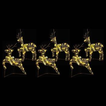 LED Rentiere mit 180 LEDs 6 pcs Gold 64 x 42 x 15 cm PET