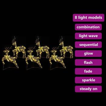 LED Rentiere mit 180 LEDs 6 pcs Gold 64 x 42 x 15 cm PET