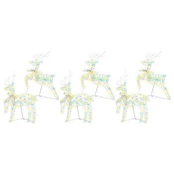 ARDEBO.de - LED Rentiere mit 180 LEDs 6 pcs Mehrfarbig 64 x 42 x 15 cm PET