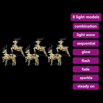 LED Rentiere mit 180 LEDs 6 pcs Mehrfarbig 64 x 42 x 15 cm PET