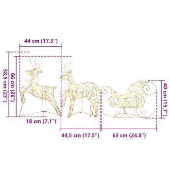 LED Rentiere mit 40 LEDs 5 pcs Gold PET