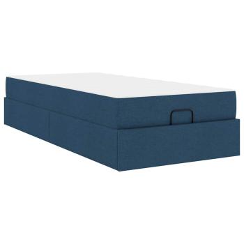 Bettgestell mit Matratze Blau 90 x 200 cm Stoff