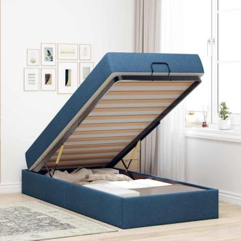 Bettgestell mit Matratze Blau 90 x 200 cm Stoff