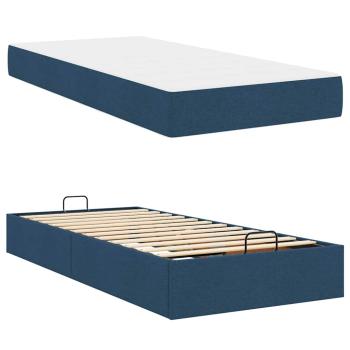 Bettgestell mit Matratze Blau 90 x 200 cm Stoff