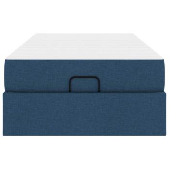 Bettgestell mit Matratze Blau 90 x 200 cm Stoff