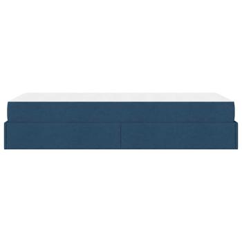 Bettgestell mit Matratze Blau 90 x 200 cm Stoff