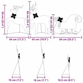 LED Rentiere 3 pcs Kalter Weiß Stoff