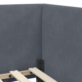 Eckbettgestell mit Kopfteil Dunkelgrau 100 x 200 cm Samt