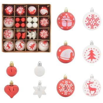 Weihnachtskugel-Set 40 pcs Rot und Weiß