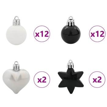 Weihnachtskugel-Set 40 pcs Schwarz und Weiß
