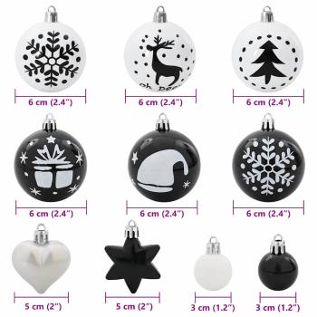Weihnachtskugel-Set 40 pcs Schwarz und Weiß