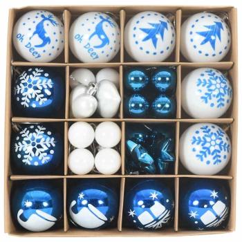 Weihnachtskugel-Set 40 pcs Blau und Weiß