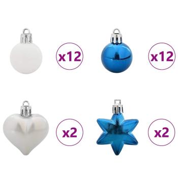 Weihnachtskugel-Set 40 pcs Blau und Weiß