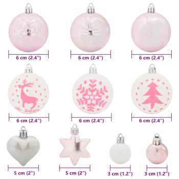 Weihnachtskugel-Set 40 pcs Weiß und Rosa