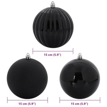 Weihnachtsbaum Ornament Set XL 9 Stk. Schwarz Ø 15 cm LEDs