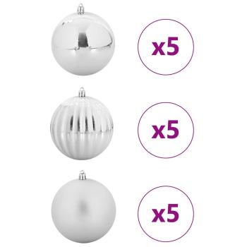 Weihnachtsbaumkugel Set XL 15 stk. Silber Ø 10 cm Kunststoff