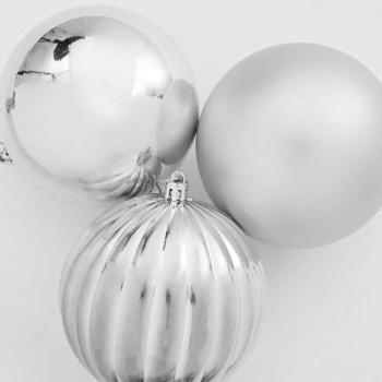 Weihnachtsbaumkugel Set XL 15 stk. Silber Ø 10 cm Kunststoff