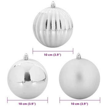 Weihnachtsbaumkugel Set XL 15 stk. Silber Ø 10 cm Kunststoff
