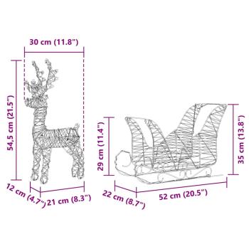 Rentier Zieh Schlitten Warmes Weiß 30 x 12 x 54,5 cm PET