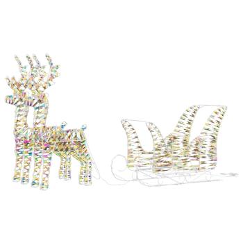 Rentier Zieh Schlitten Warmes Weiß 30 x 12 x 54,5 cm PET