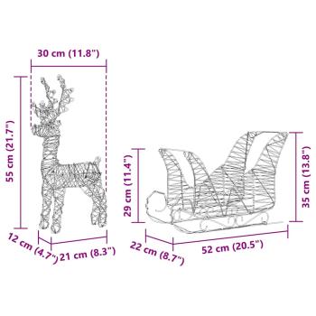 Rentier Zieh Schlitten Warmweiß 30 x 12 x 55 cm PET