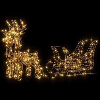 Rentier Zieh Schlitten Warmweiß 30 x 12 x 55 cm PET