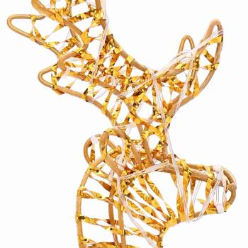 Rentier Zieh Schlitten Warmweiß 30 x 12 x 55 cm PET