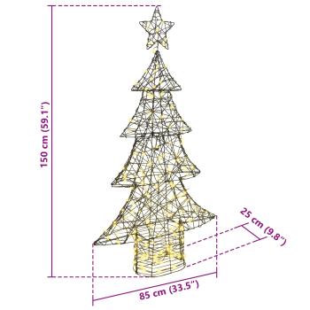 Weihnachtsbaum mit 160 LEDs Warmweiß 150 cm Rattan