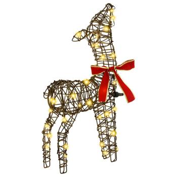 Rentiere Familie 3 pcs Warmweiß 128 cm Rattan