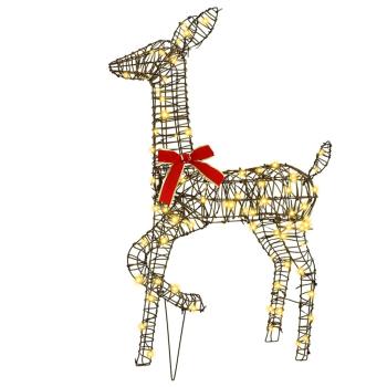 Rentiere Familie 3 pcs Warmweiß 128 cm Rattan