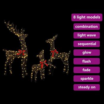 Rentiere Familie 3 pcs Warmweiß 128 cm Rattan