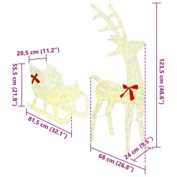 Rentier Zieh Schlitten Warmweiß 120 cm 55 cm Acryl