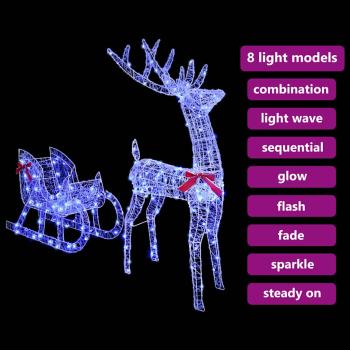 Rentier Zieh Schlitten Blau 120 cm 55 cm Acryl