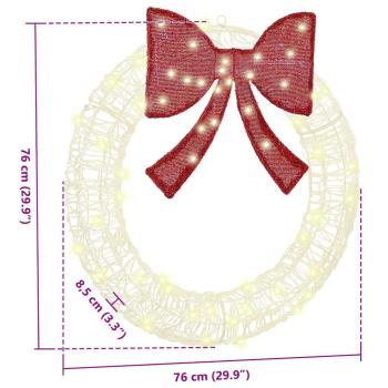 Kranz mit LED -Streifenleuchten Warmweiß 75 cm Acryl