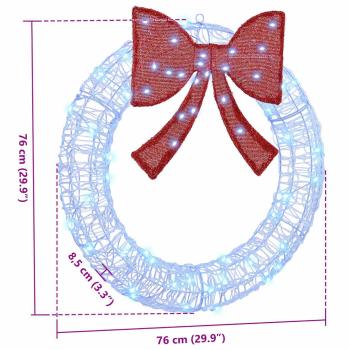 Kranz mit 60 LEDs Blau 76 x 76 x 8,5 cm Acryl