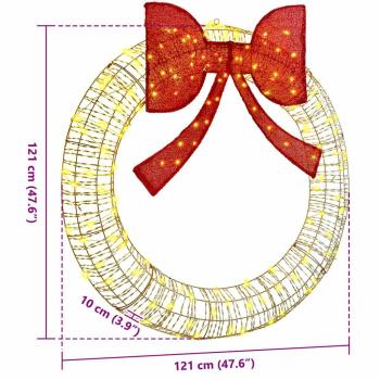Kranz mit 150 LEDs Warmweiß 120 cm PET
