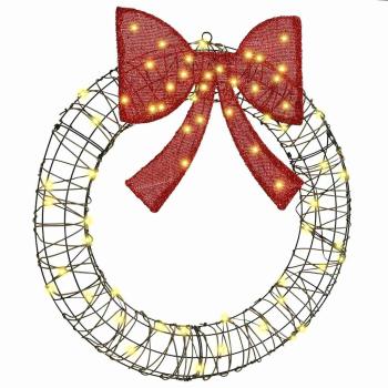 ARDEBO.de - Kranz mit 60 LEDs Warmweiß 75 cm Rattan