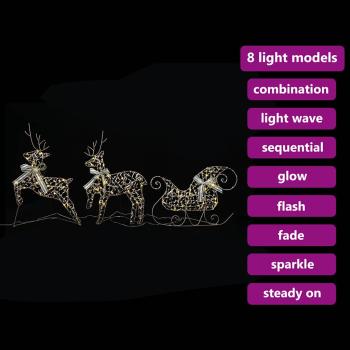 LED Rentiere mit 60 LEDs 3 pcs Warmes Weiß PET