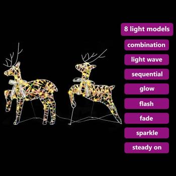 LED Rentiere mit 40 LEDs 2 pcs Warmes Weiß 64 x 42 x 15 cm PET